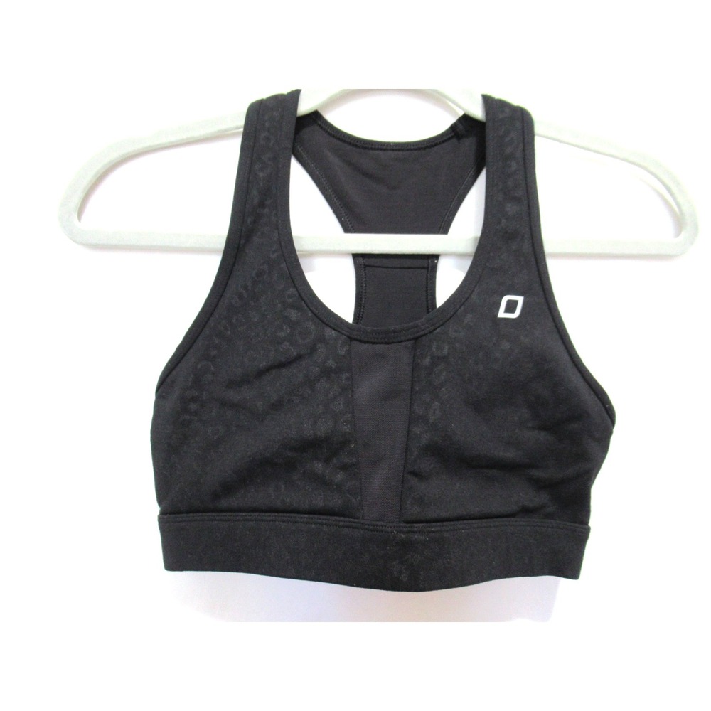 Lorna Jane Size Medium Black Leopard Print Racer Back Padded Wireless Sports Bra